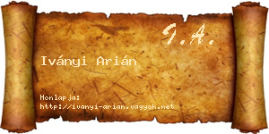 Iványi Arián névjegykártya